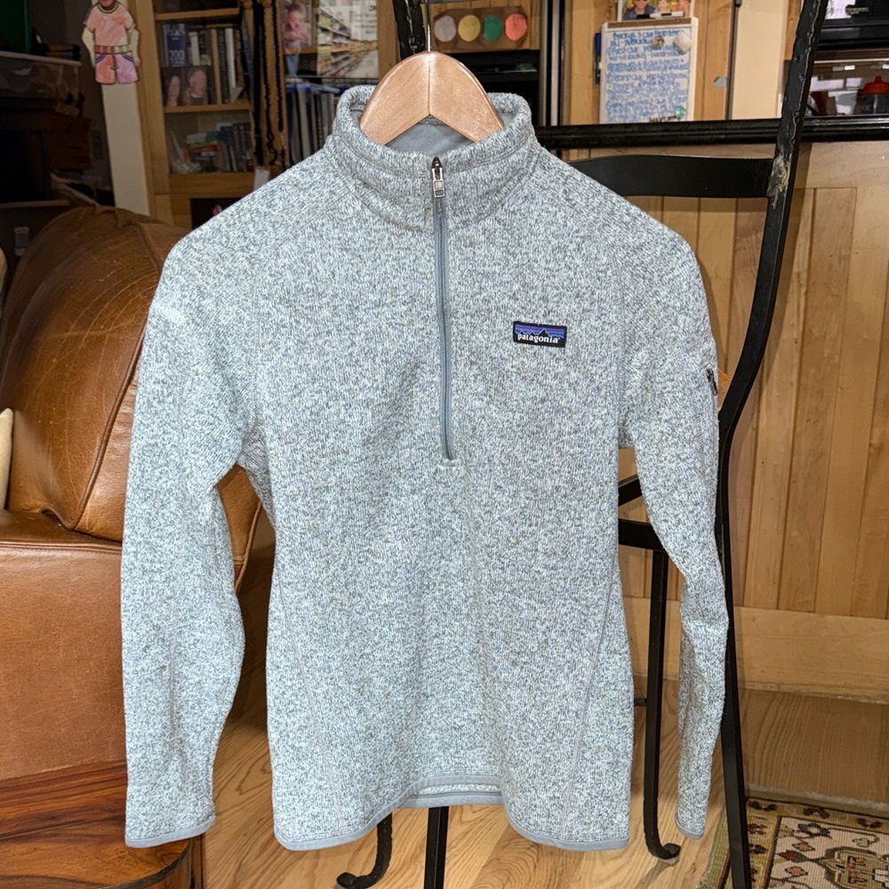 Women's Patagonia Better Sweater Quarter-Zip, Grey, Fleece Pullover - Small.